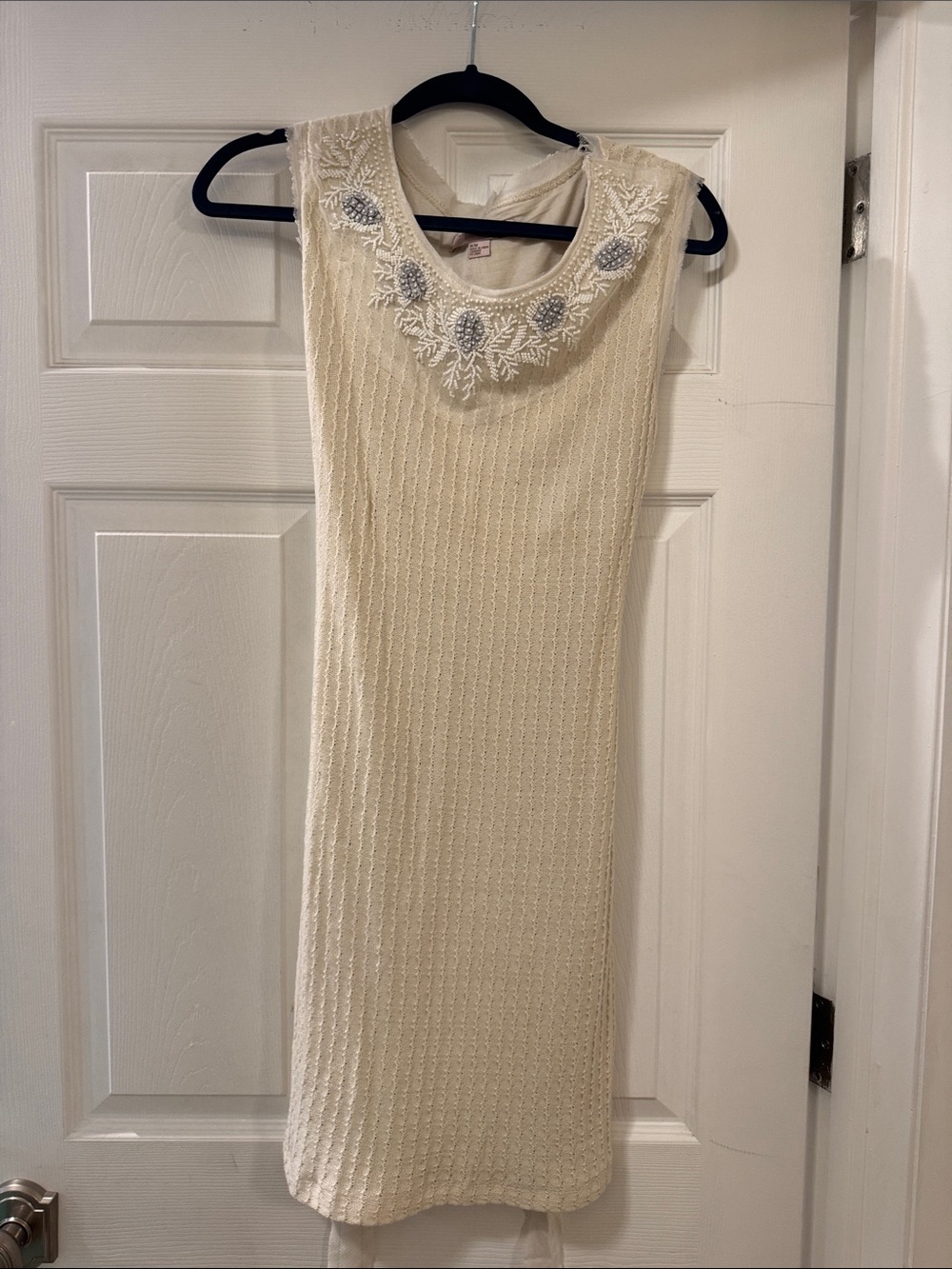 Forever 21 Cream Beaded Collar Midi Dress